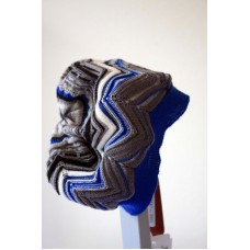 NWT $168 Missoni WoolBlend Knit Beret Blue zigzags  eb-83232602
